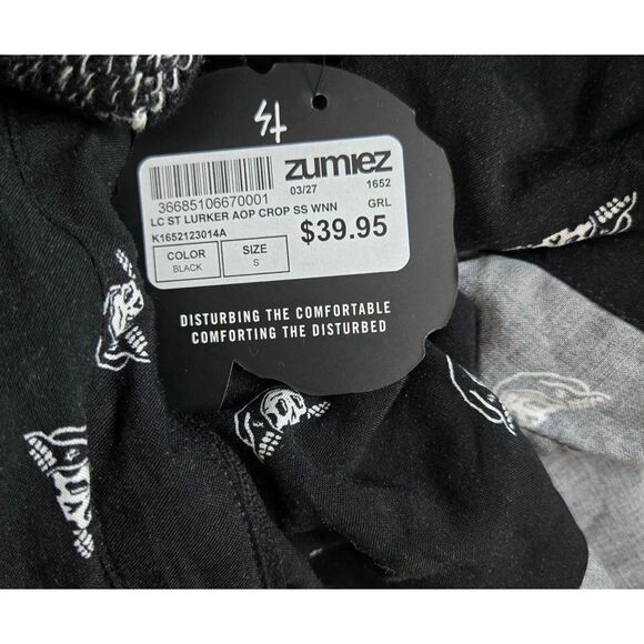 Lurking Class by Sketchy Tank Lurker Black Crop Short Sleeve Woven Shirt Size Sm - Picture 6 of 6